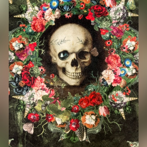 Vogliobene pouch with skull and flowers - Picture 6 of 15